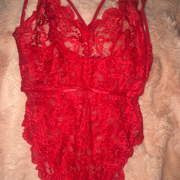 NEW Avidlove Red double strap lace Teddy - Picture 3 of 6